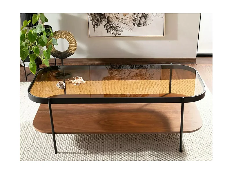 Couchtisch Prima/Metall&Glas/braun