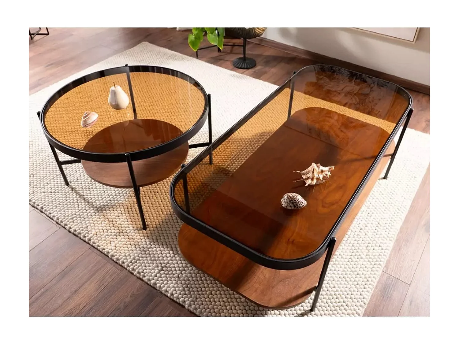 Couchtisch Prima/Metall&Glas/braun