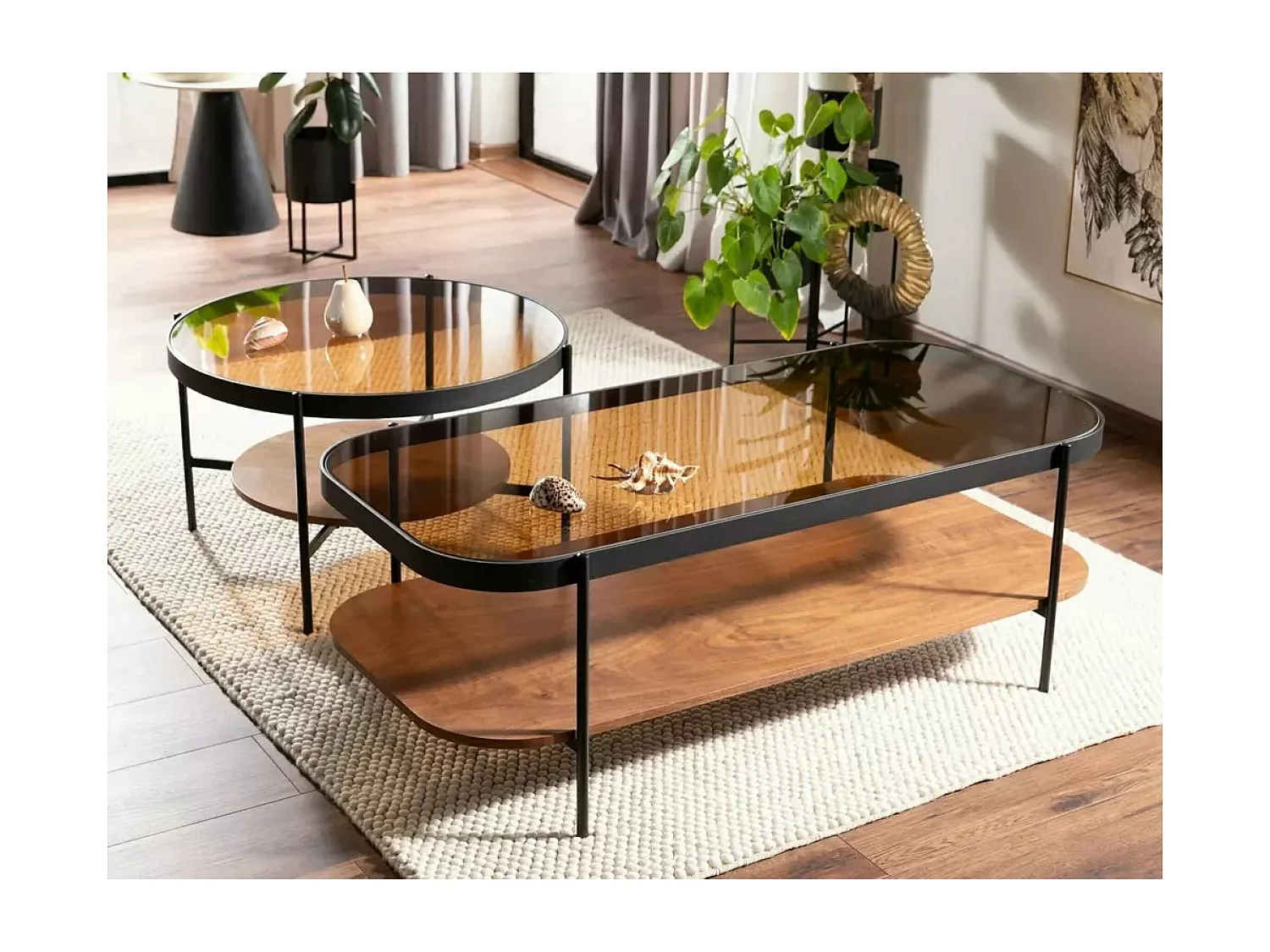 Couchtisch Prima/Metall&Glas/braun