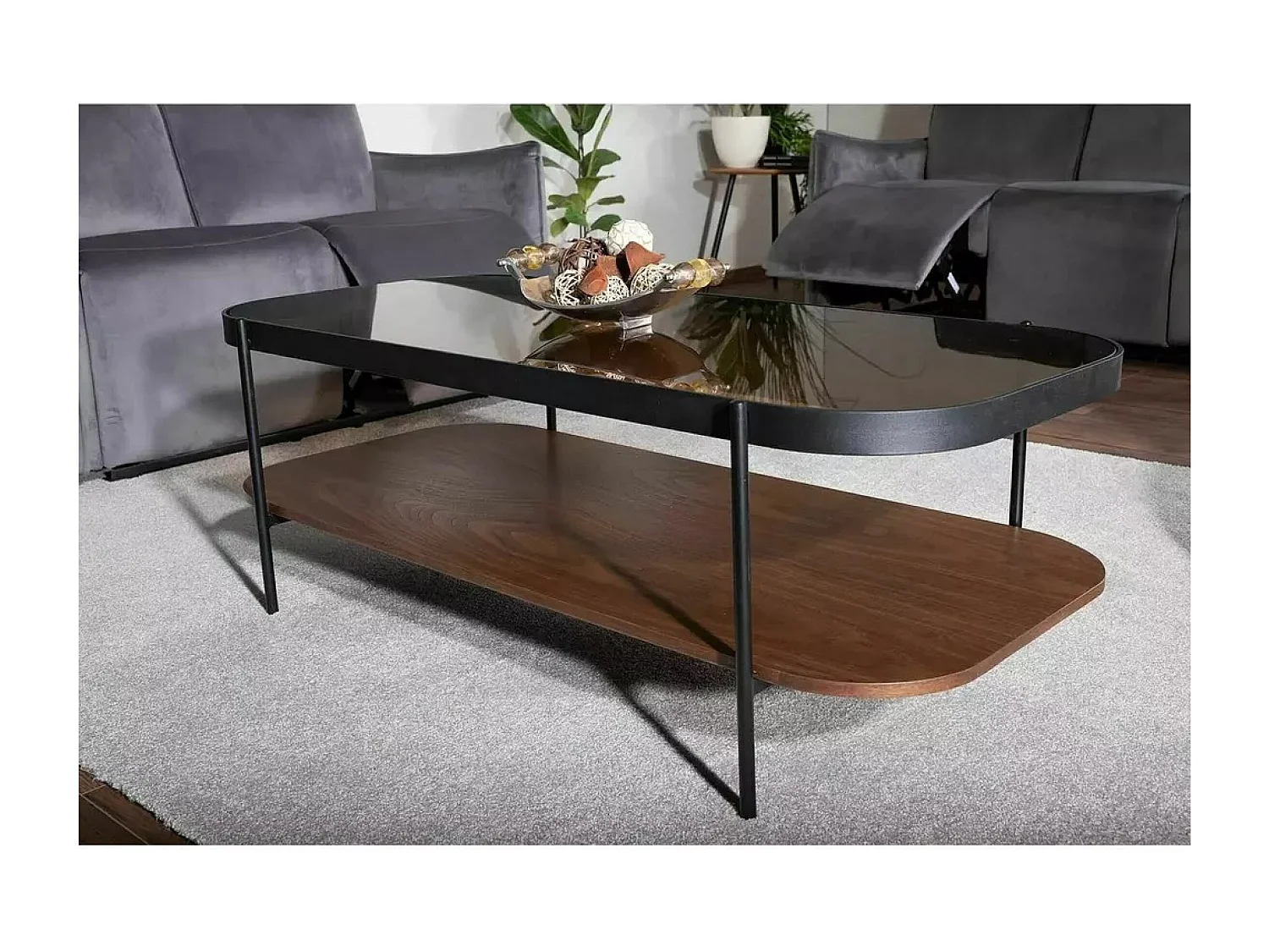 Couchtisch Prima/Metall&Glas/braun