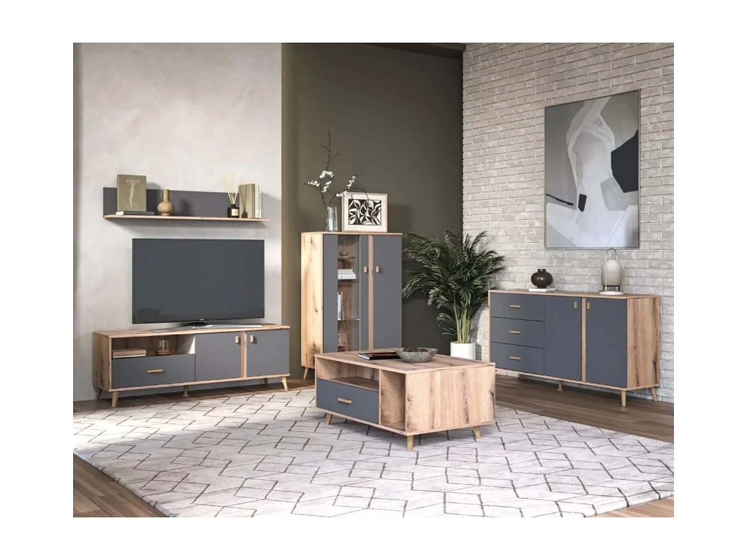 Tavolino da divano/Porto/Cassettomarrone/grigio