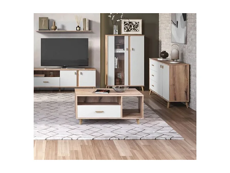 Couchtisch/PortoSpanplatte/braun/Weiss