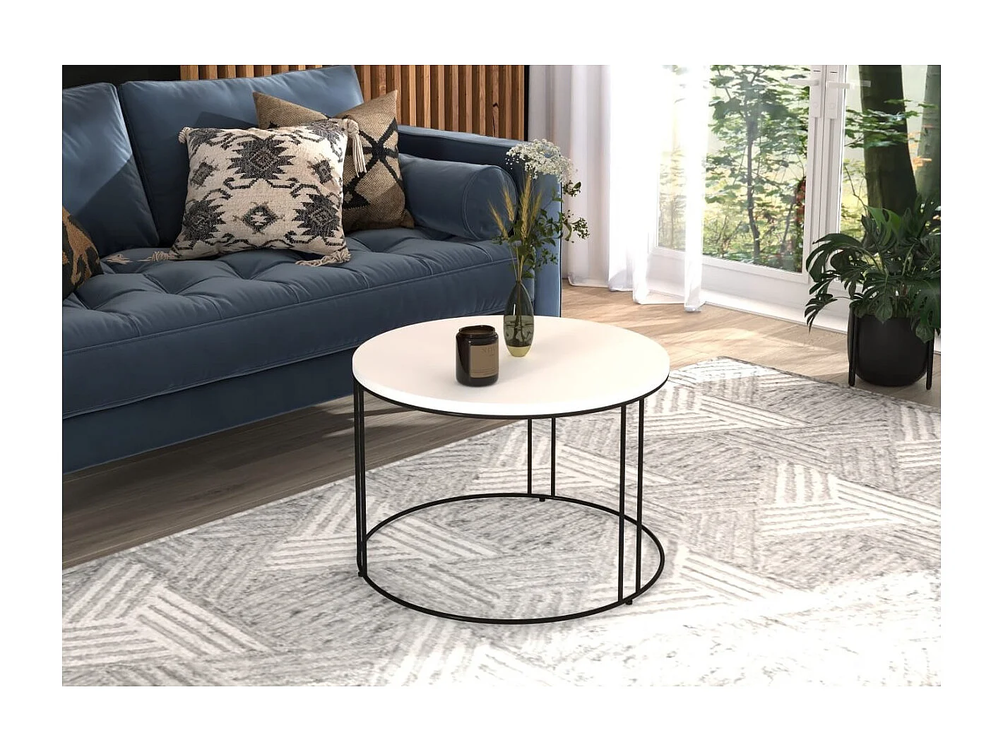 Table basse Noela/métal et bois/noir et blanc