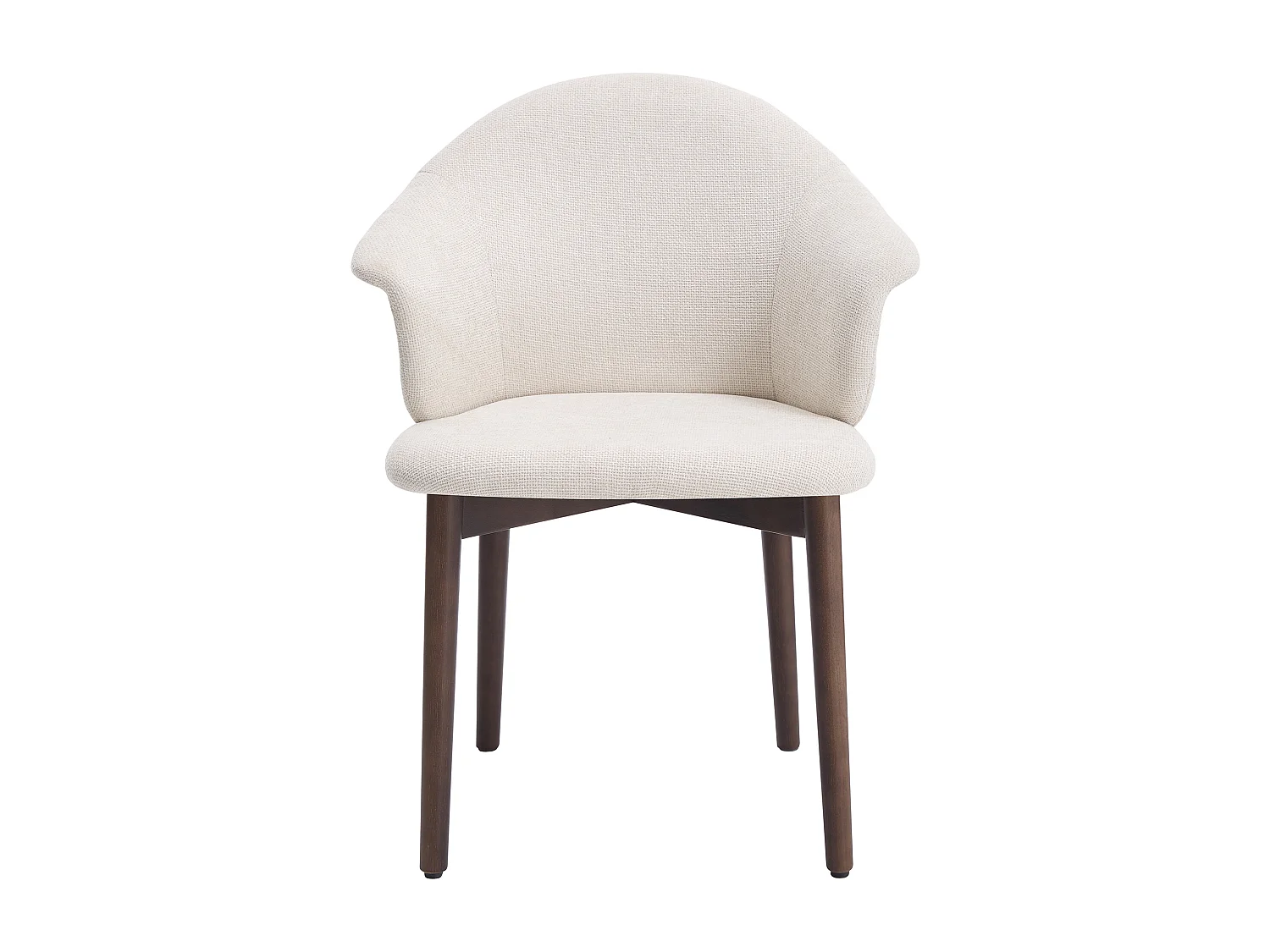 Lot de 2 chaises en tissu texturé et bois d'hévéa - Crème - LUMELY