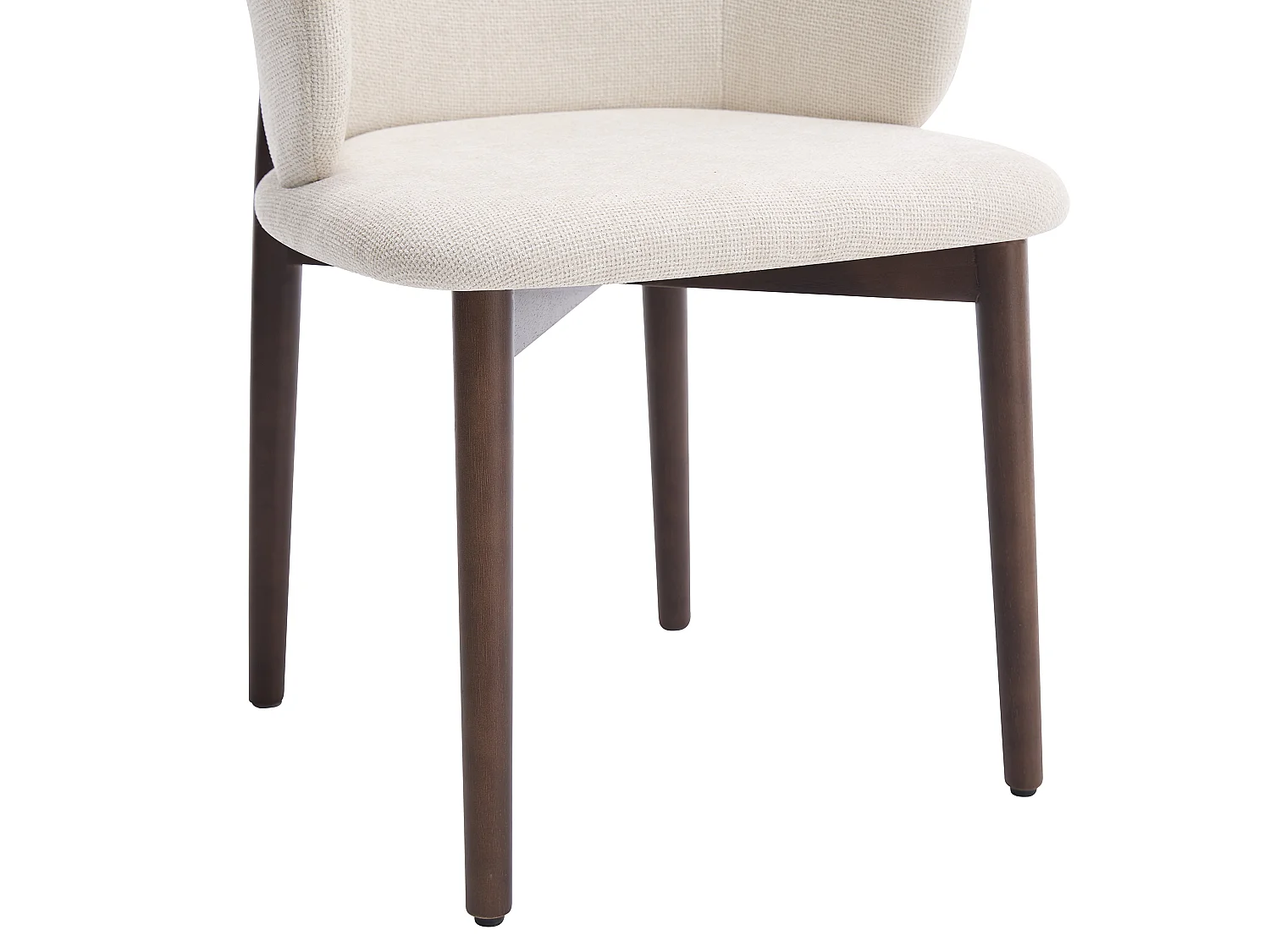 Lot de 2 chaises en tissu texturé et bois d'hévéa - Crème - LUMELY