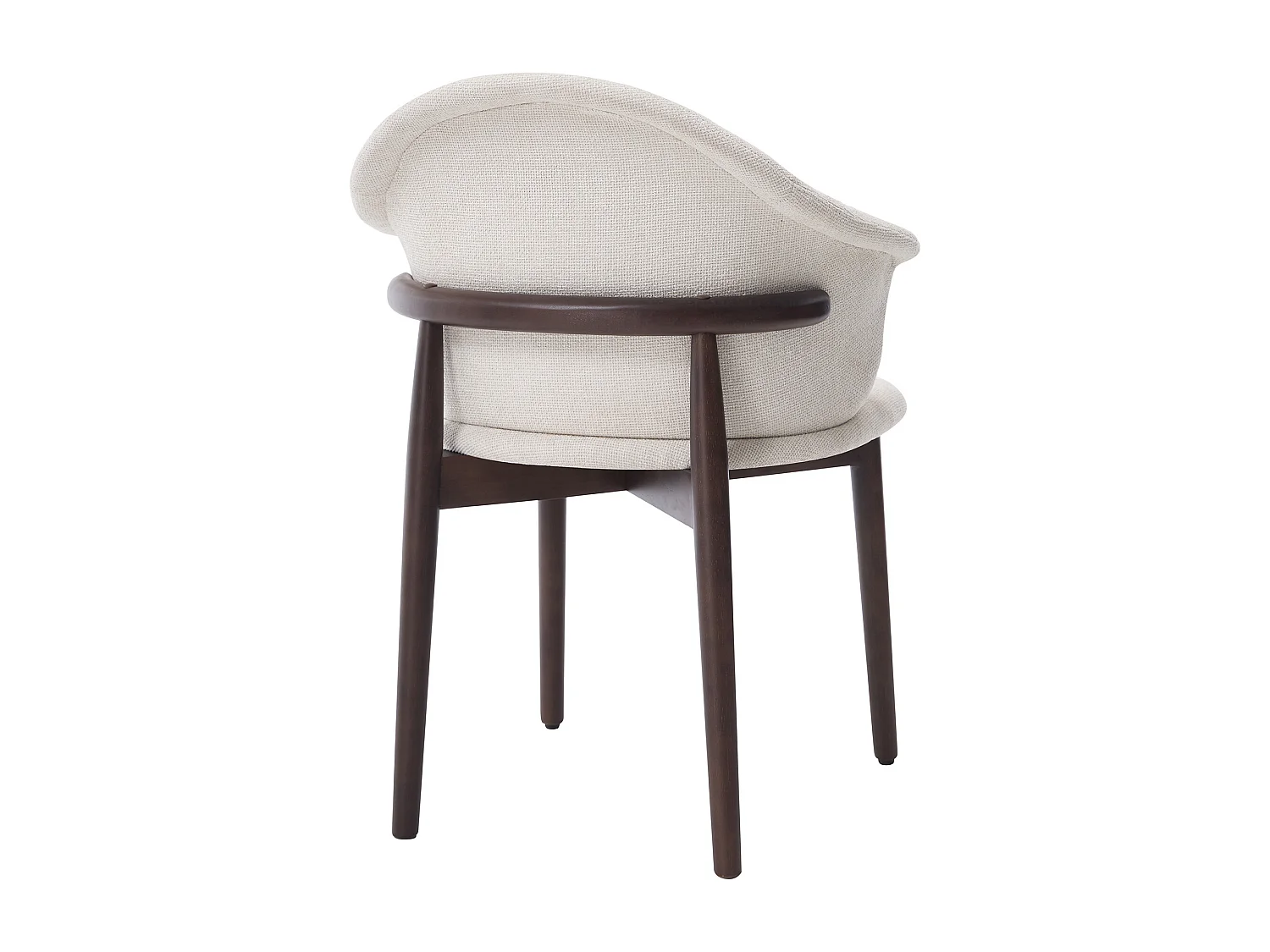 Lot de 2 chaises en tissu texturé et bois d'hévéa - Crème - LUMELY