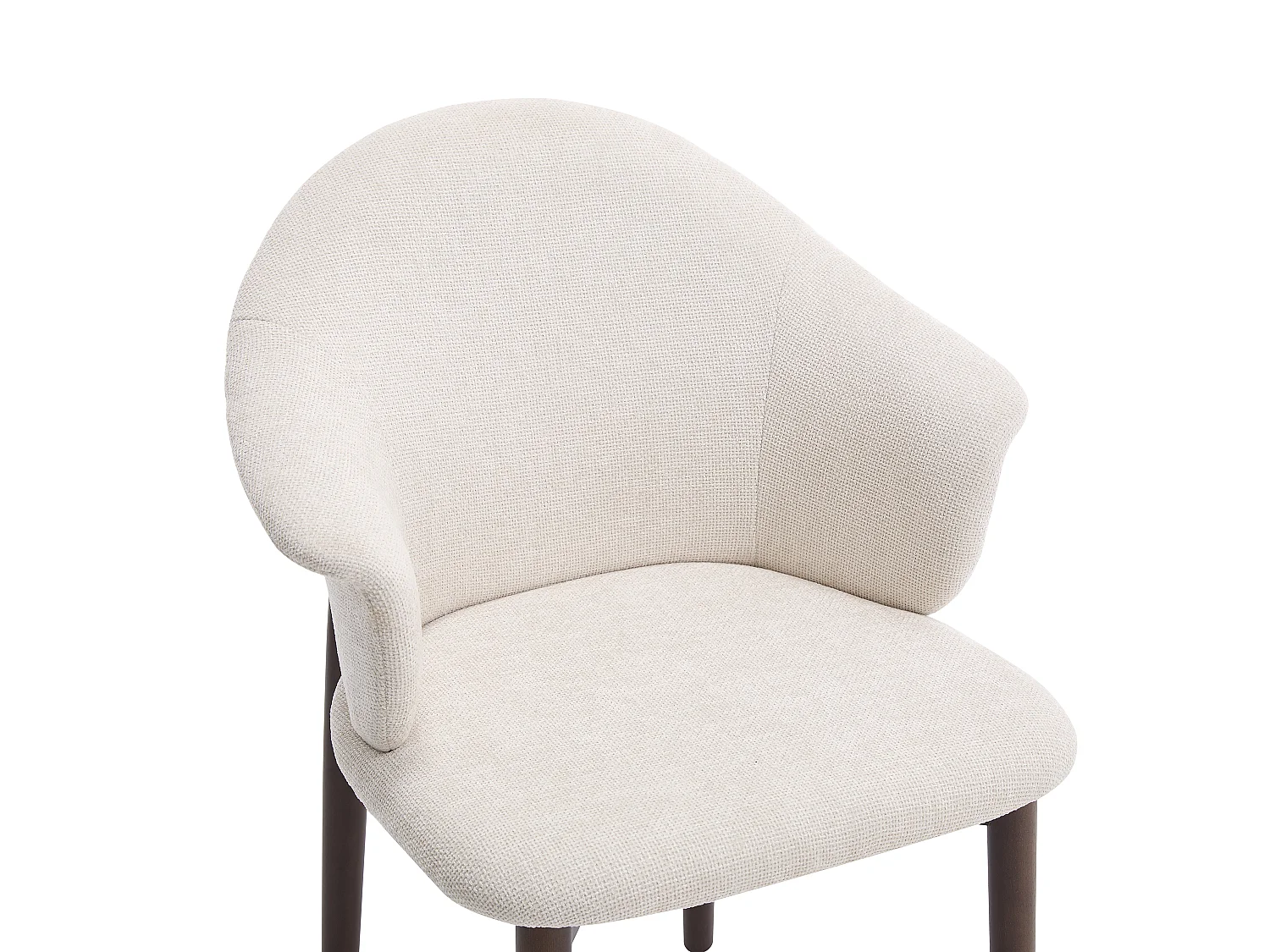 Lot de 2 chaises en tissu texturé et bois d'hévéa - Crème - LUMELY