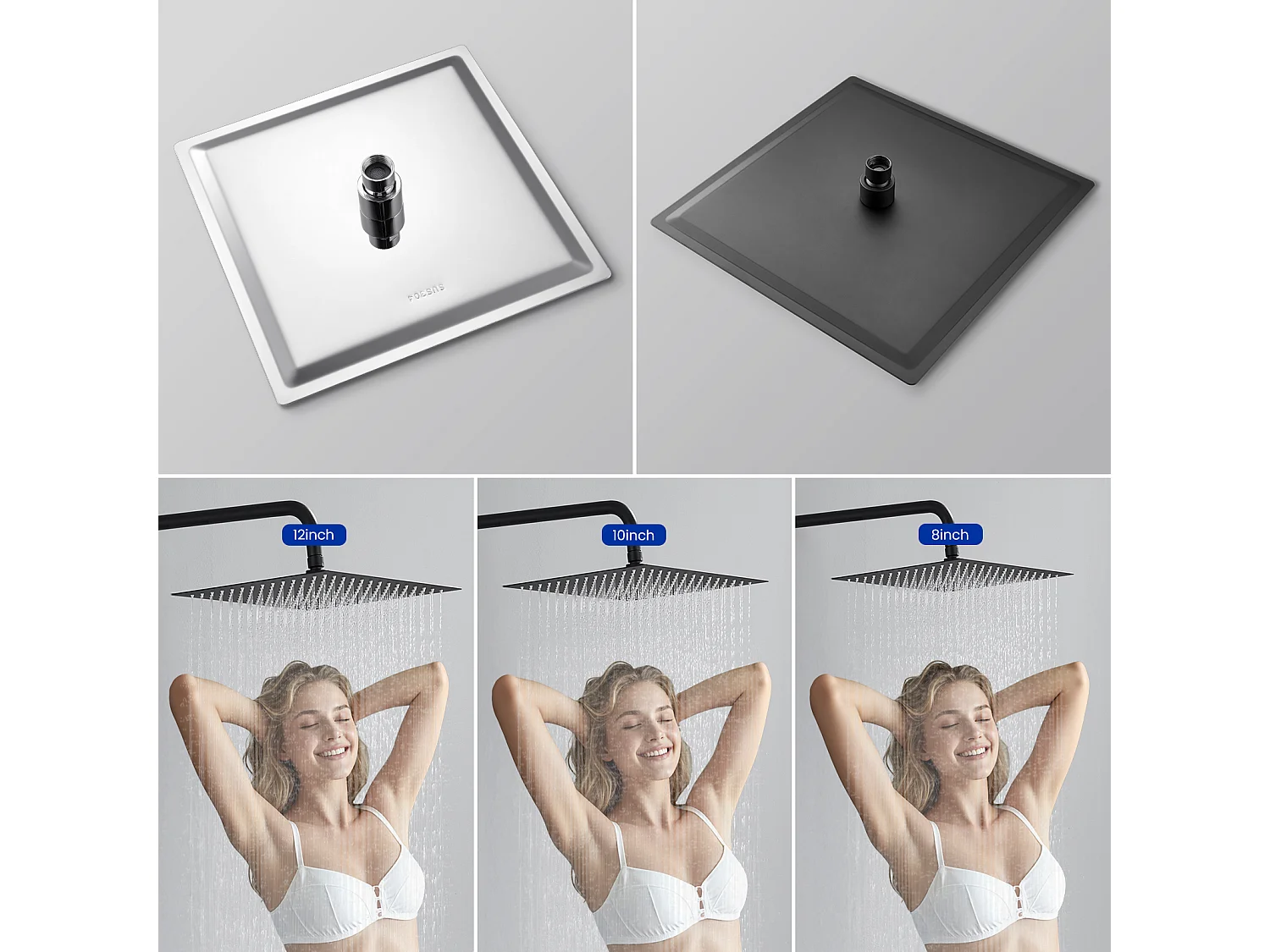 Kit de douche Pommeau de douche Douche de tête Carrée 20cm