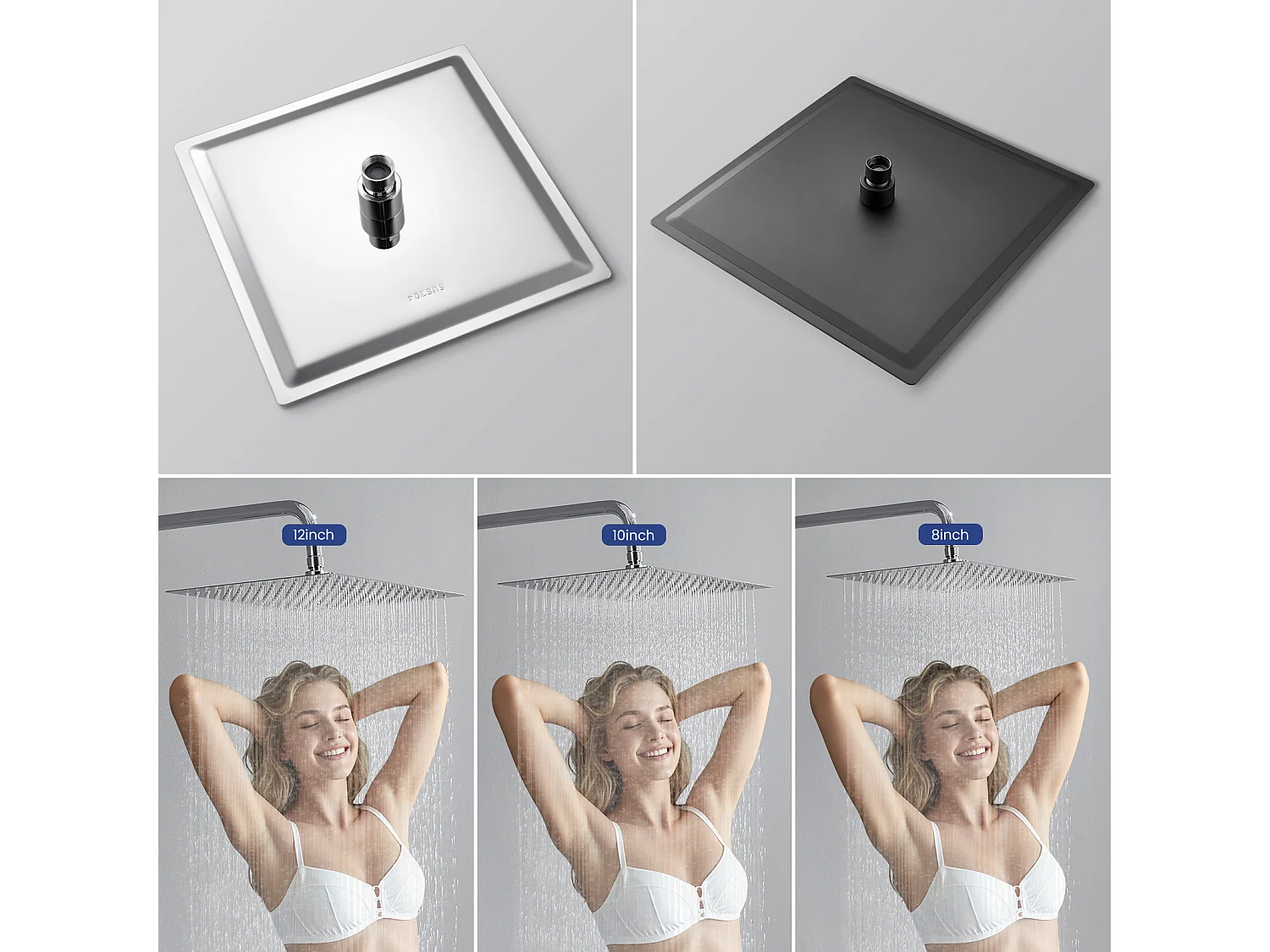 Kit de douche Pommeau de douche Douche de tête Carrée 30cm