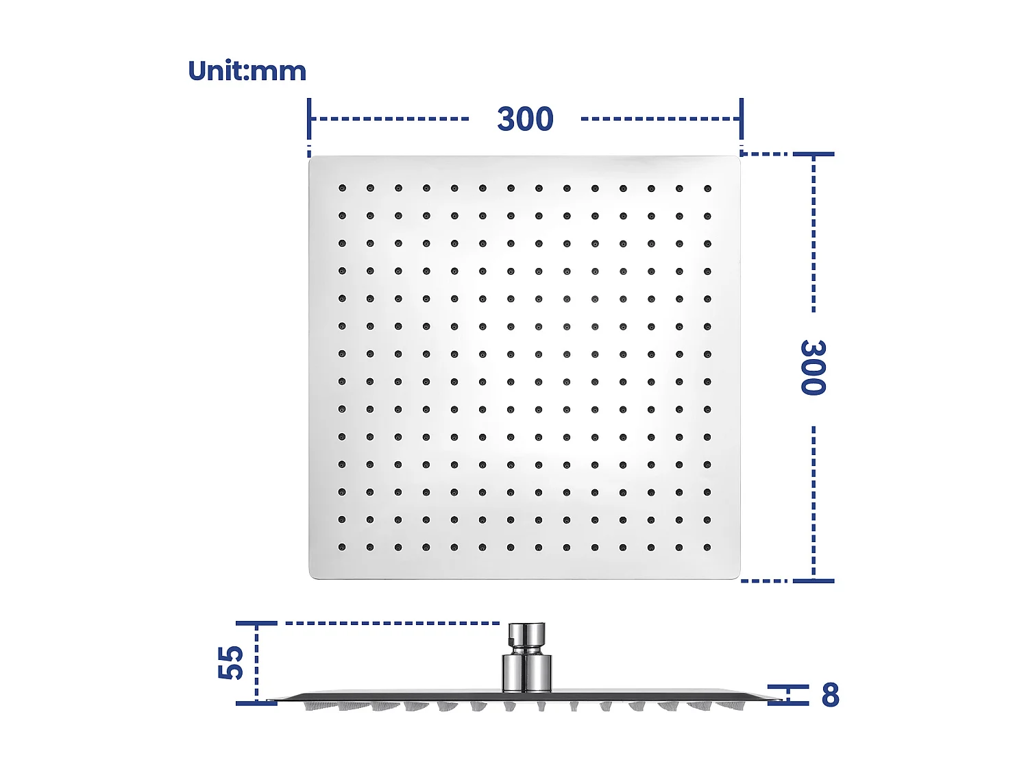 Kit de douche Pommeau de douche Douche de tête Carrée 30cm
