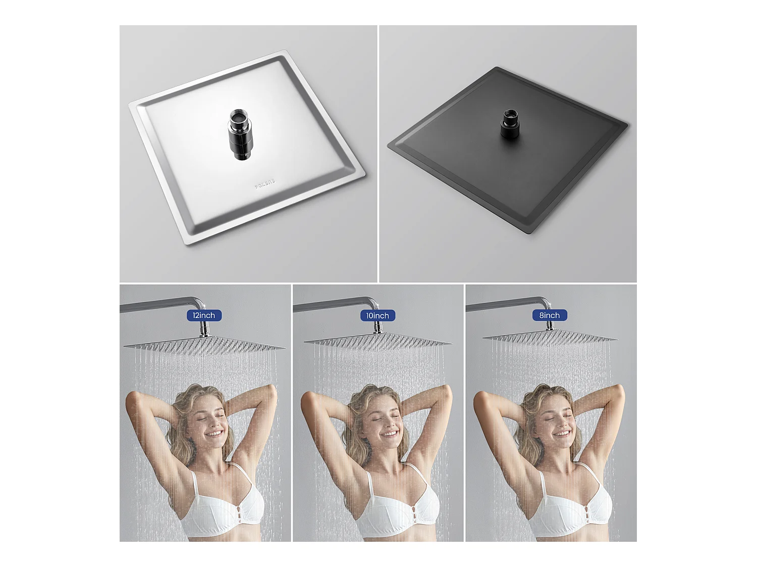 Kit de douche Pommeau de douche Douche de tête Carrée 25cm