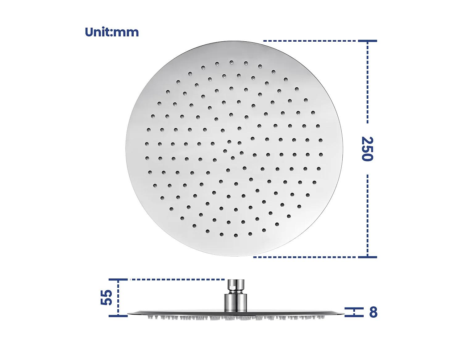 Kit de douche Pommeau de douche Douche de tête Rond 25cm
