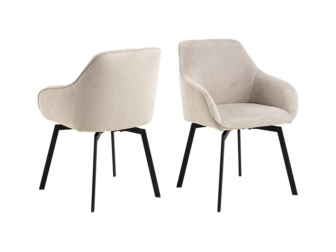 Clara chaise de salle à manger avec accoudoirs tissu beige.