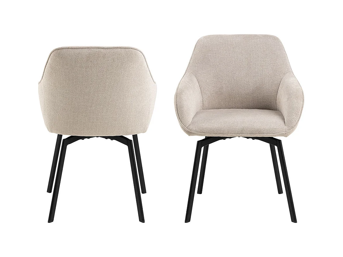 Clara chaise de salle à manger avec accoudoirs tissu beige.