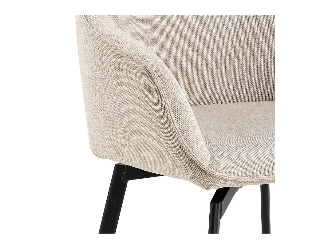 Clara chaise de salle à manger avec accoudoirs tissu beige.