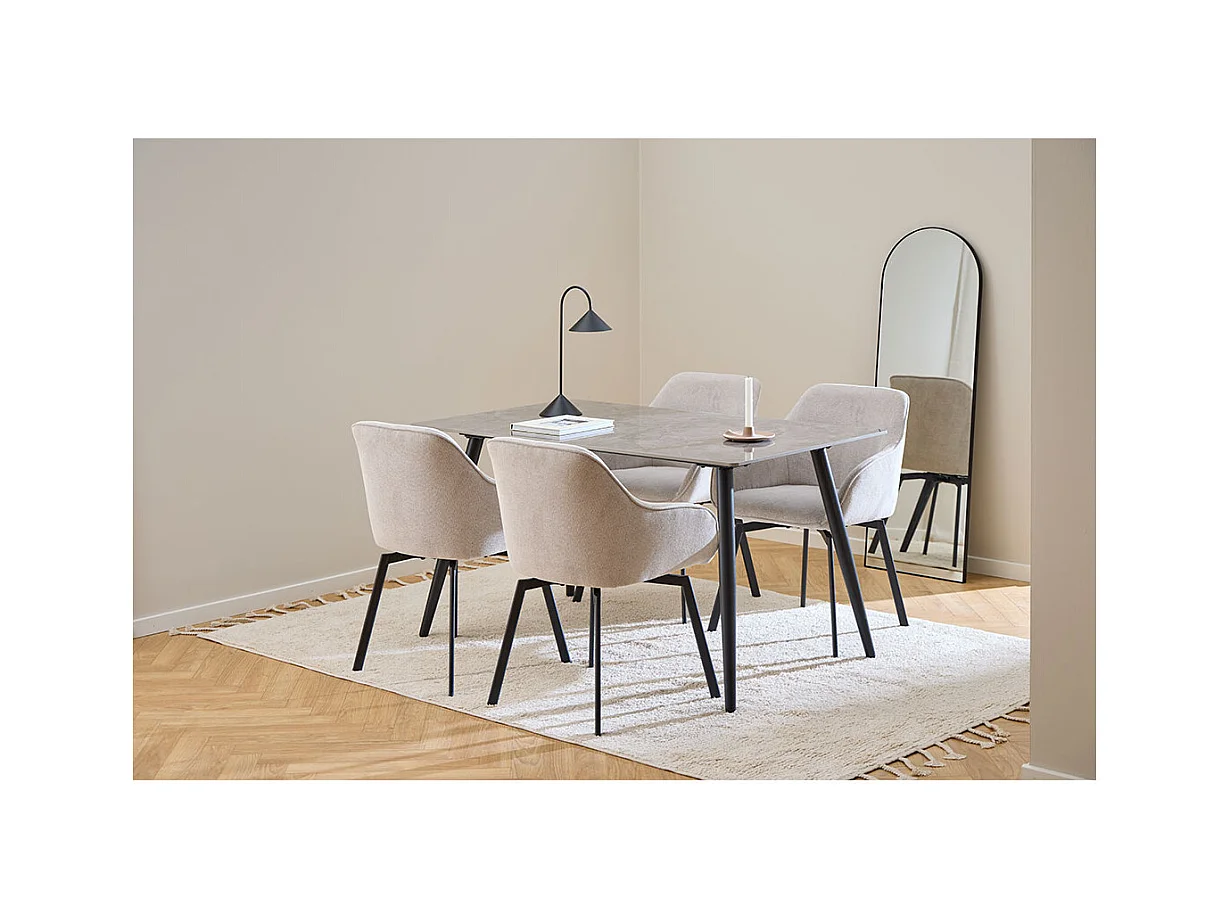 Clara chaise de salle à manger avec accoudoirs tissu beige.