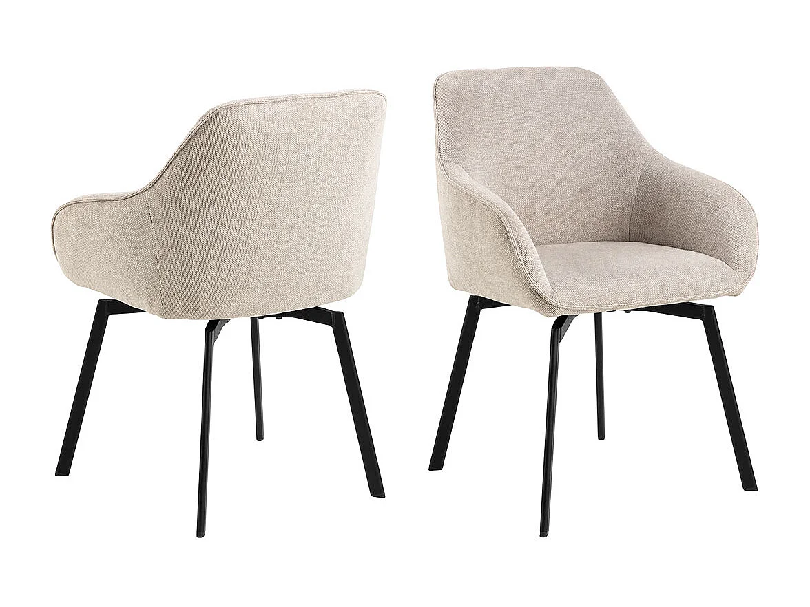 Clara chaise de salle à manger avec accoudoirs tissu beige.