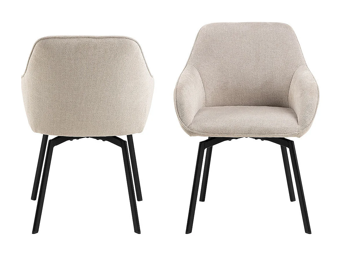 Clara chaise de salle à manger avec accoudoirs tissu beige.