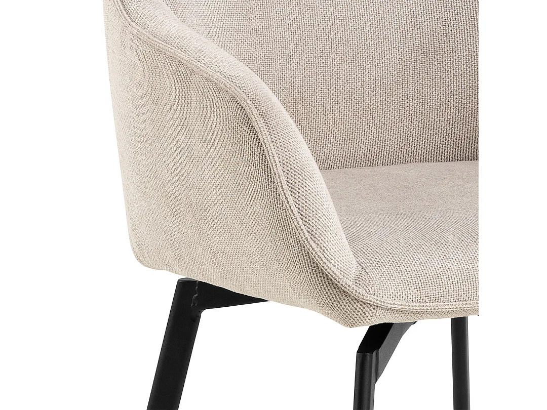 Clara chaise de salle à manger avec accoudoirs tissu beige.