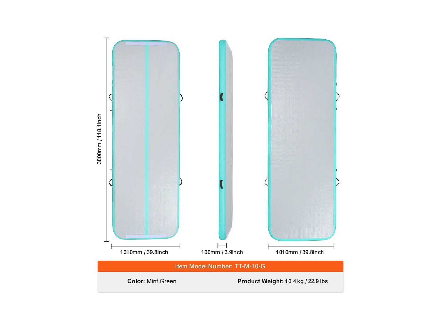 Tapis de Gymnastique, SucceBuy Tapis de Gymnastique Gonflable 300 cm avec Pompe pour l'Entraînement