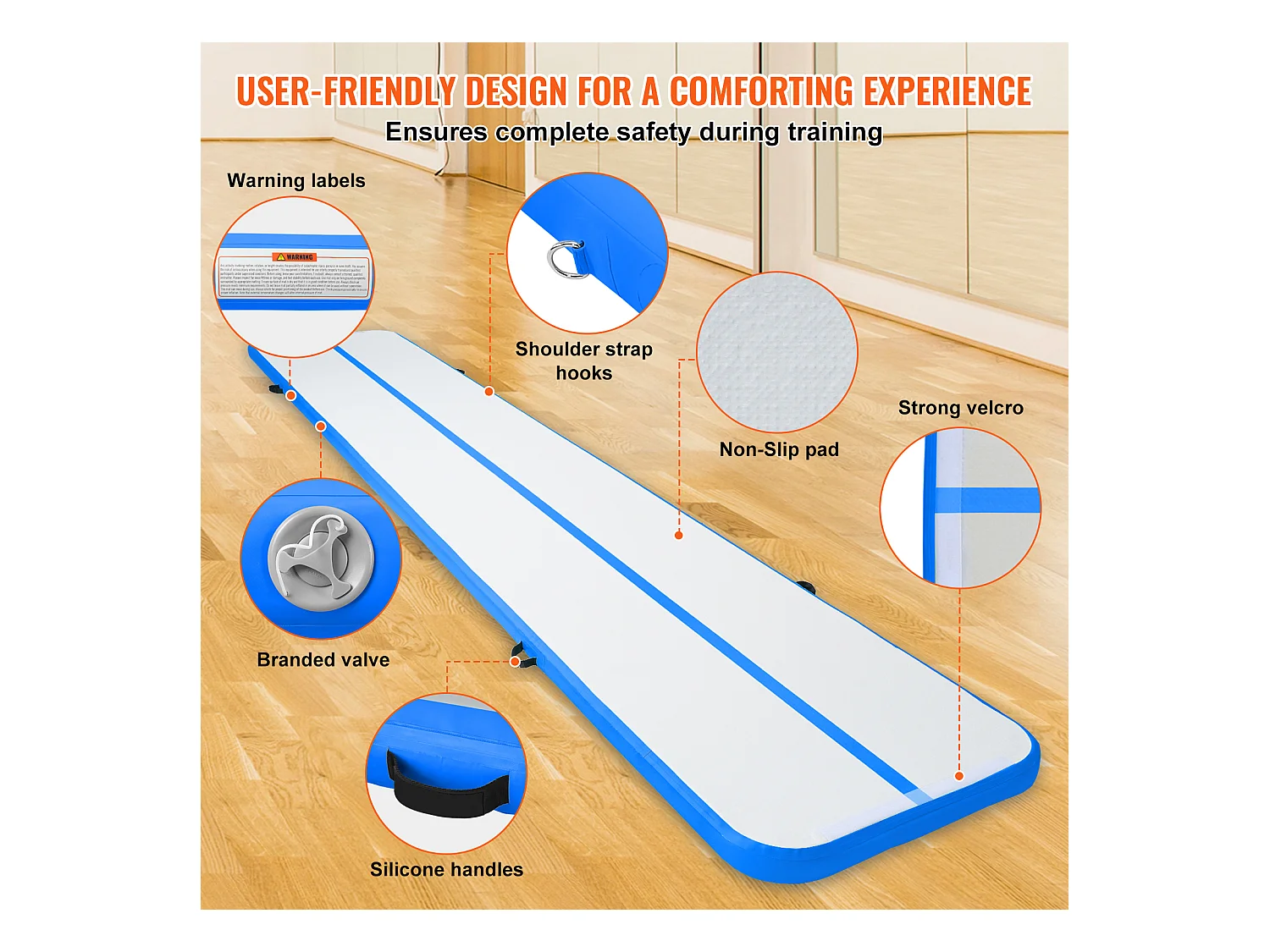 Mata Gimnastyczna, SucceBuy 598 cm Nadmuchiwana Mata Gimnastyczna Air Track z Pompką Elektryczną