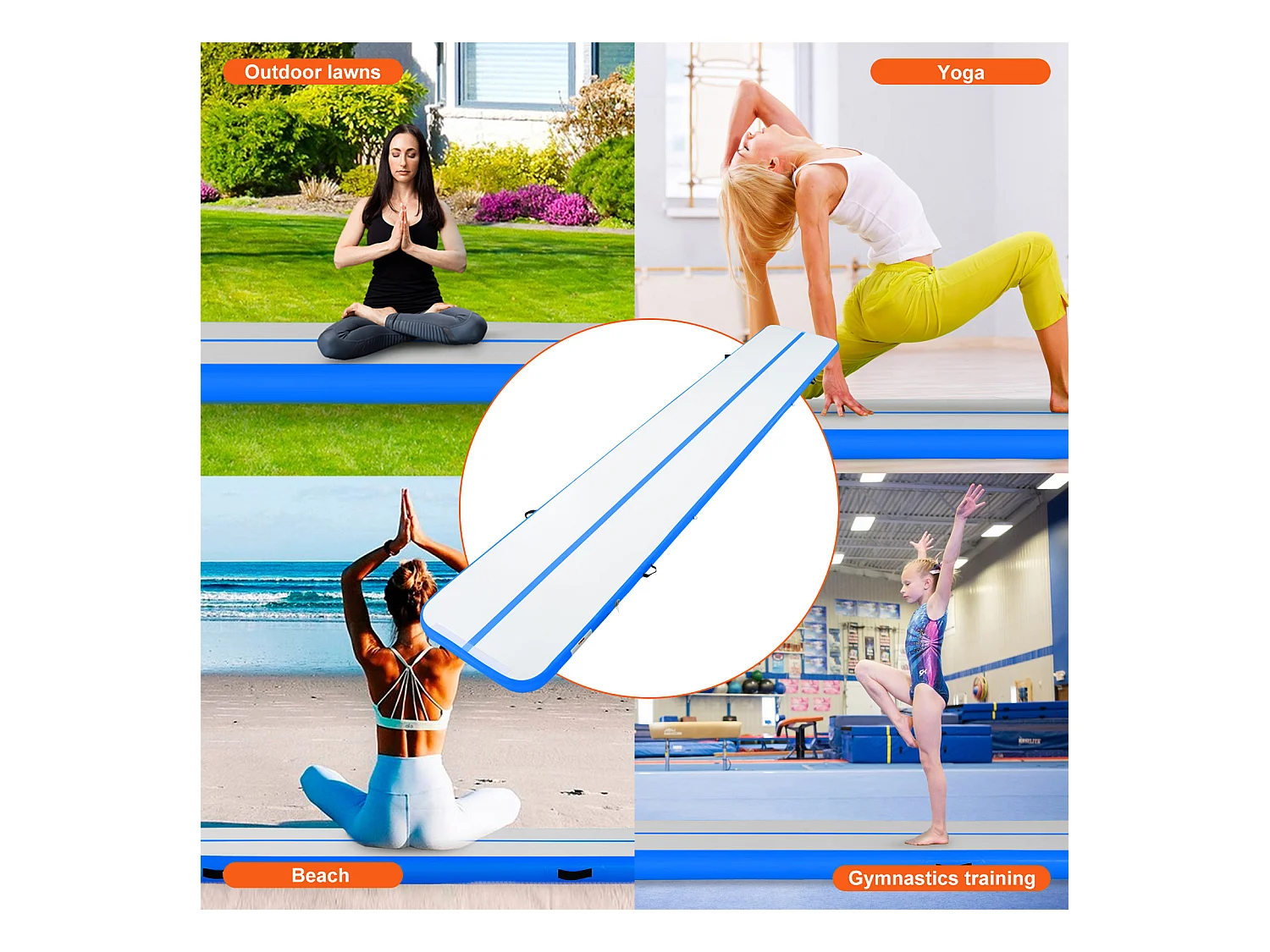 Mata Gimnastyczna, SucceBuy 598 cm Nadmuchiwana Mata Gimnastyczna Air Track z Pompką Elektryczną