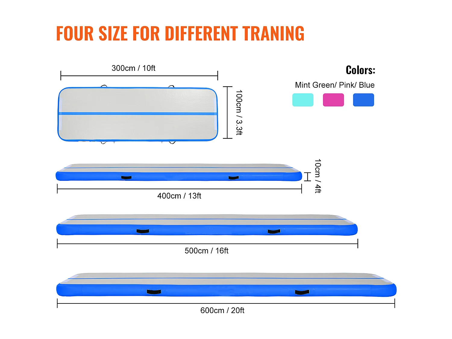 Tapis de Gymnastique, SucceBuy 598 cm Air Track Gonflable Gymnastique Tumbling Mat avec Pompe Électrique