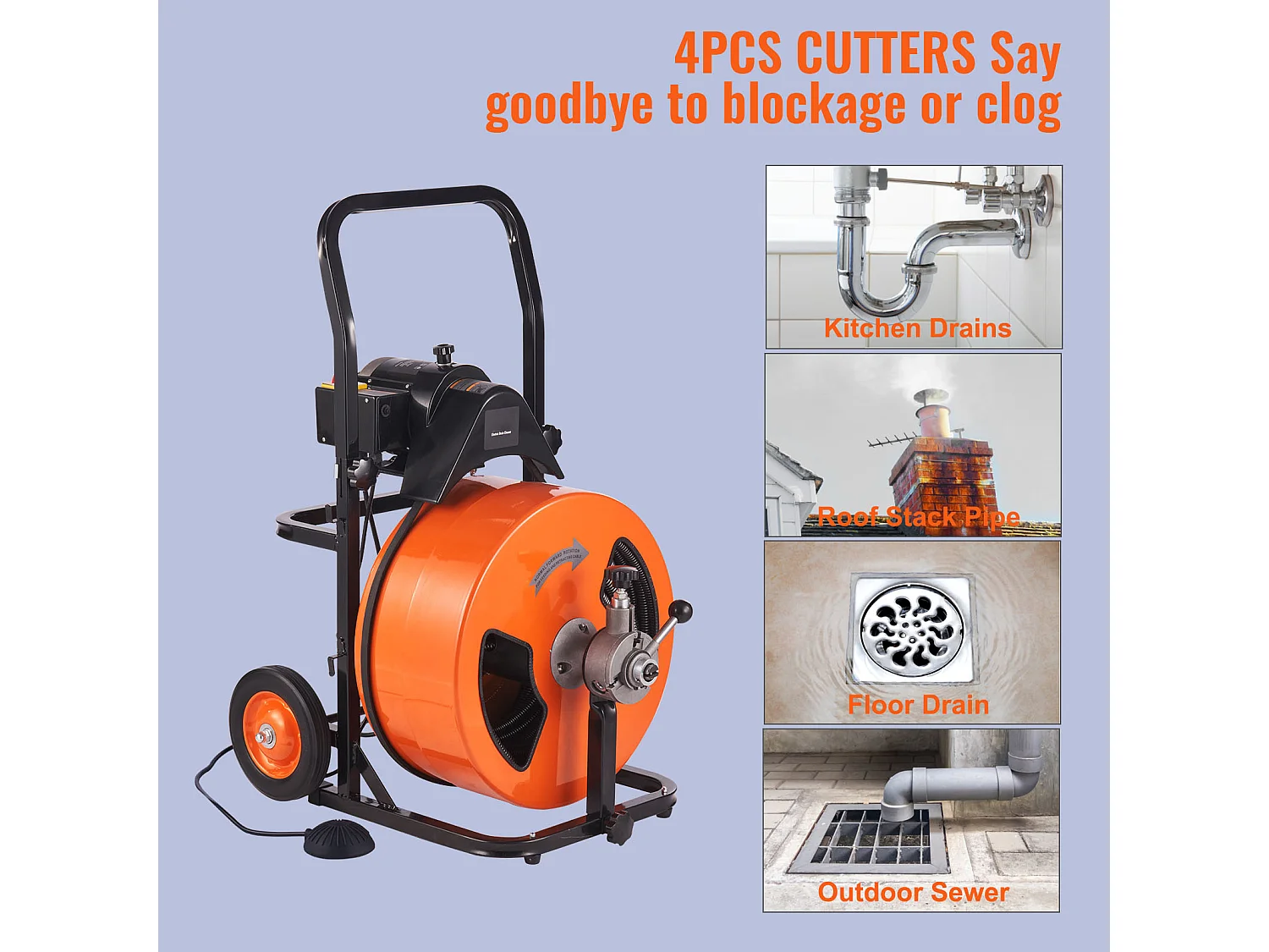 Rioolreinigingsmachine, SucceBuy Rioolreiniger 30.5 m × 1.9 cm Elektrische Automatische Voedermachine