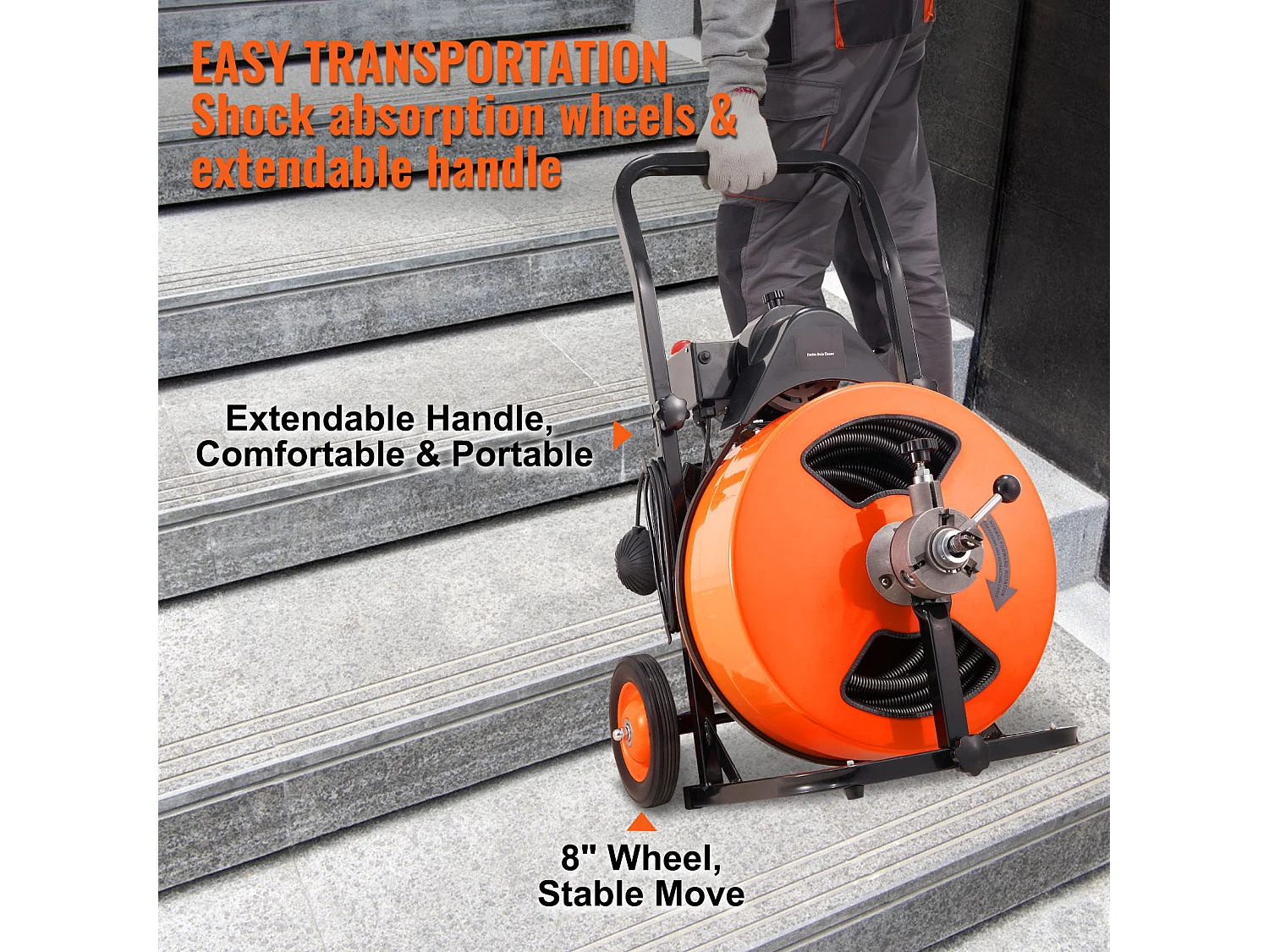 Rioolreinigingsmachine, SucceBuy Rioolreiniger 30.5 m × 1.9 cm Elektrische Automatische Voedermachine