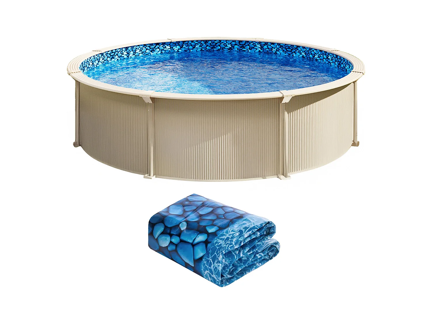 Revêtement de Piscine SucceBuy Ronde, Revêtement en Vinyle à Chevauchement, 549x147 cm