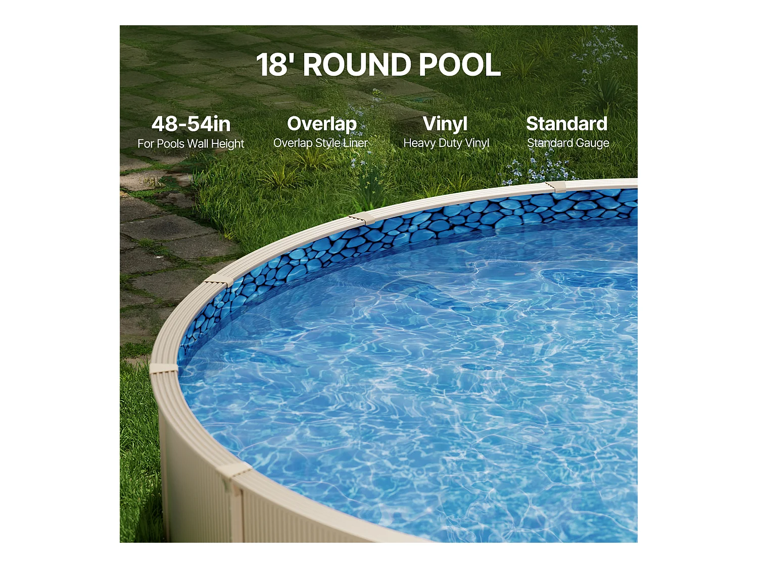 Revêtement de Piscine SucceBuy Ronde, Revêtement en Vinyle à Chevauchement, 549x147 cm