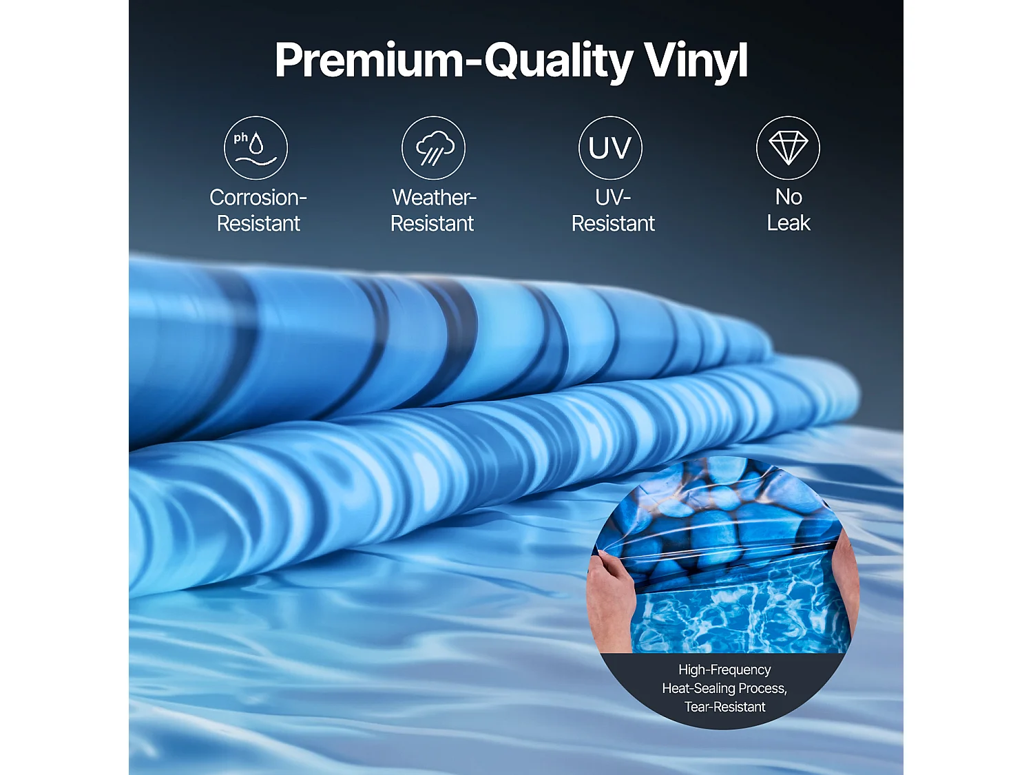 Revêtement de Piscine SucceBuy Ronde, Revêtement en Vinyle à Chevauchement, 549x147 cm