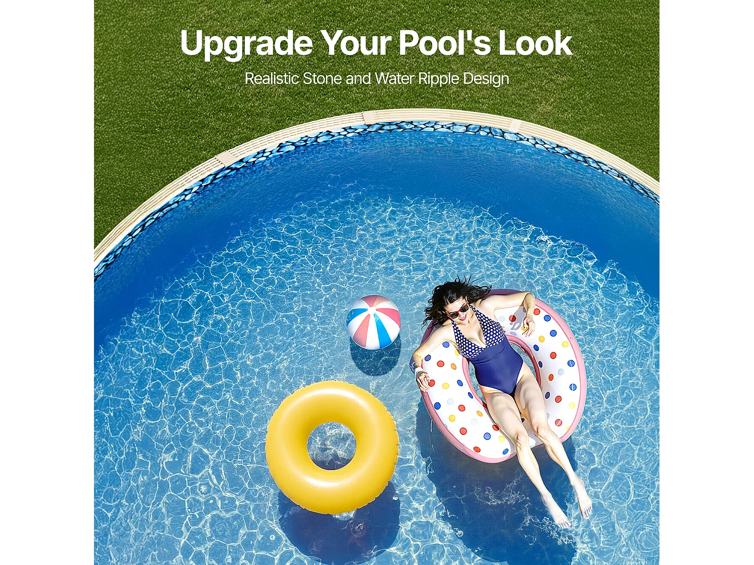 Revêtement de Piscine SucceBuy Ronde, Revêtement en Vinyle à Chevauchement, 549x147 cm