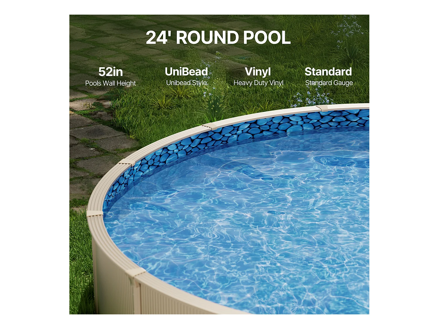 Revêtement de Piscine SucceBuy Ronde, 732x120 cm, Revêtement en Vinyle Unibead