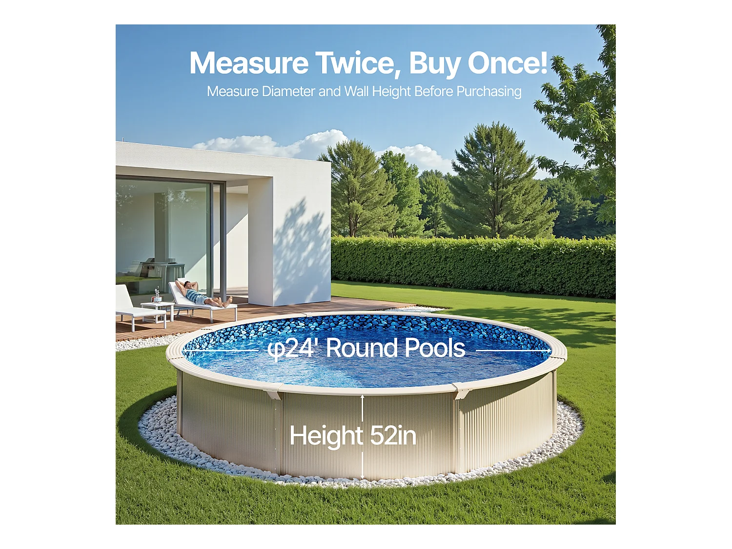 Revêtement de Piscine SucceBuy Ronde, 732x120 cm, Revêtement en Vinyle Unibead