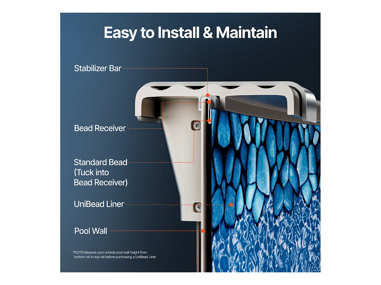 Revêtement de Piscine SucceBuy Ronde, 732x120 cm, Revêtement en Vinyle Unibead