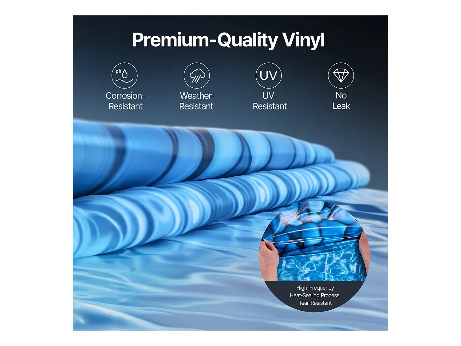 Revêtement de Piscine SucceBuy Ronde, 732x120 cm, Revêtement en Vinyle Unibead