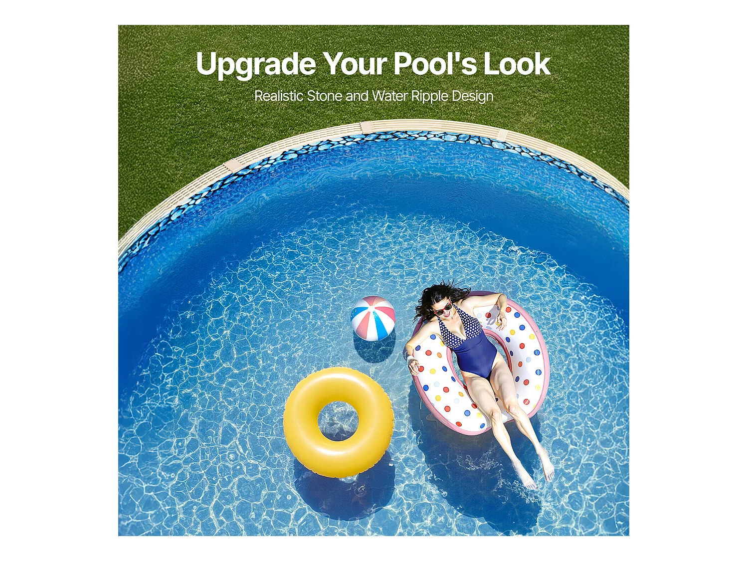 Revêtement de Piscine SucceBuy Ronde, 732x120 cm, Revêtement en Vinyle Unibead