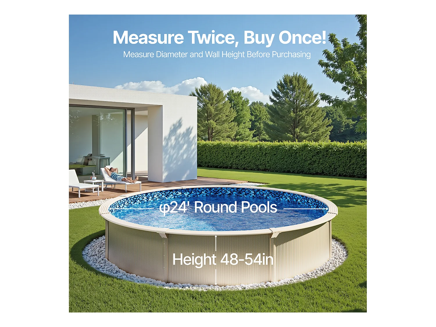 Revêtement de Piscine SucceBuy Ronde, Revêtement en Vinyle à Chevauchement, 732x147 cm