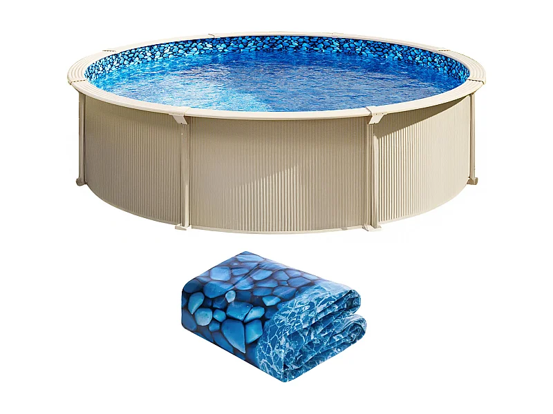 Rivestimento per Piscina SucceBuy Rotonda, Rivestimento in Vinile Sovrapposto, 732x147 cm