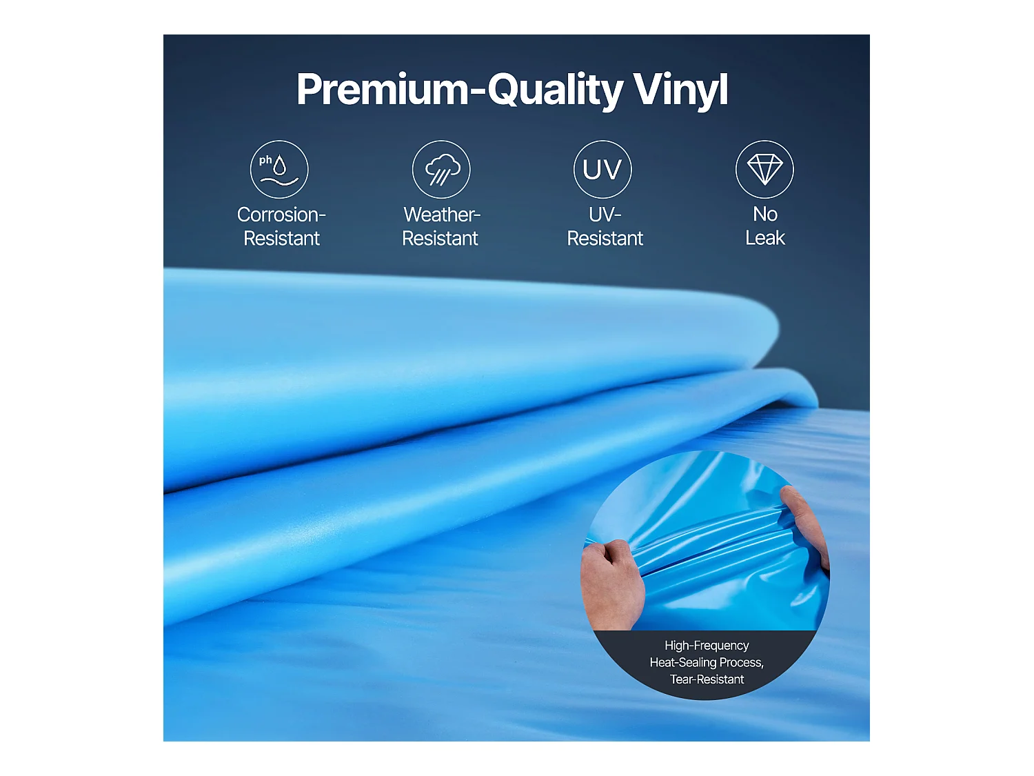 Revêtement de Piscine SucceBuy Ronde, Revêtement en Vinyle à Chevauchement, 550x147 cm