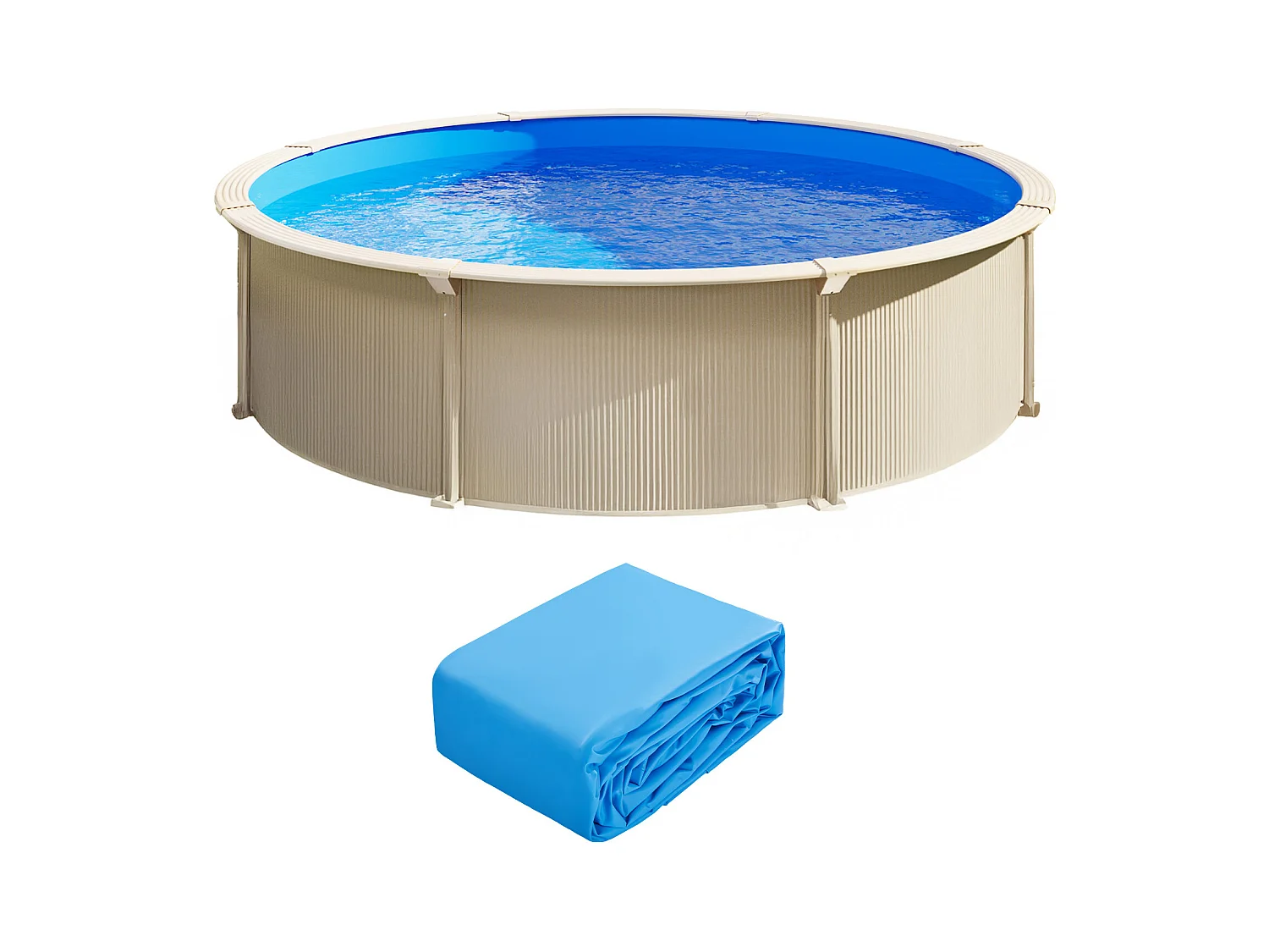 Revêtement de Piscine SucceBuy Ronde, Revêtement en Vinyle à Chevauchement, 550x147 cm