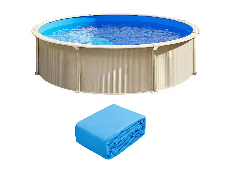 Revêtement de Piscine SucceBuy Ronde, Revêtement en Vinyle à Chevauchement, 550x147 cm