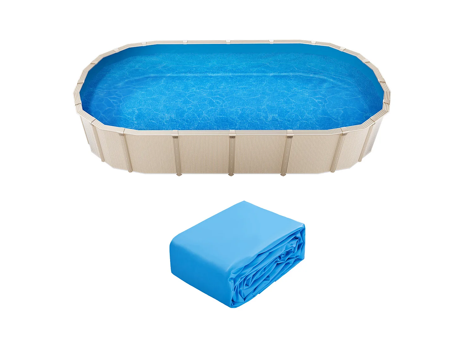 Revêtement de Piscine SucceBuy Ovale, 500x300x120 cm, Revêtement en Vinyle Unibead