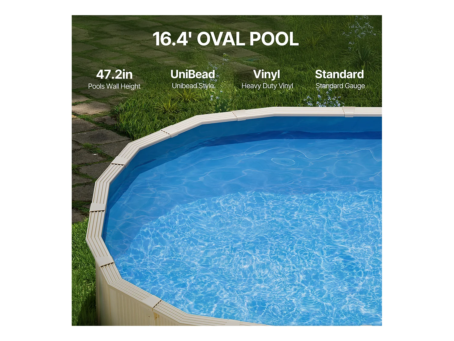 Revêtement de Piscine SucceBuy Ovale, 500x300x120 cm, Revêtement en Vinyle Unibead