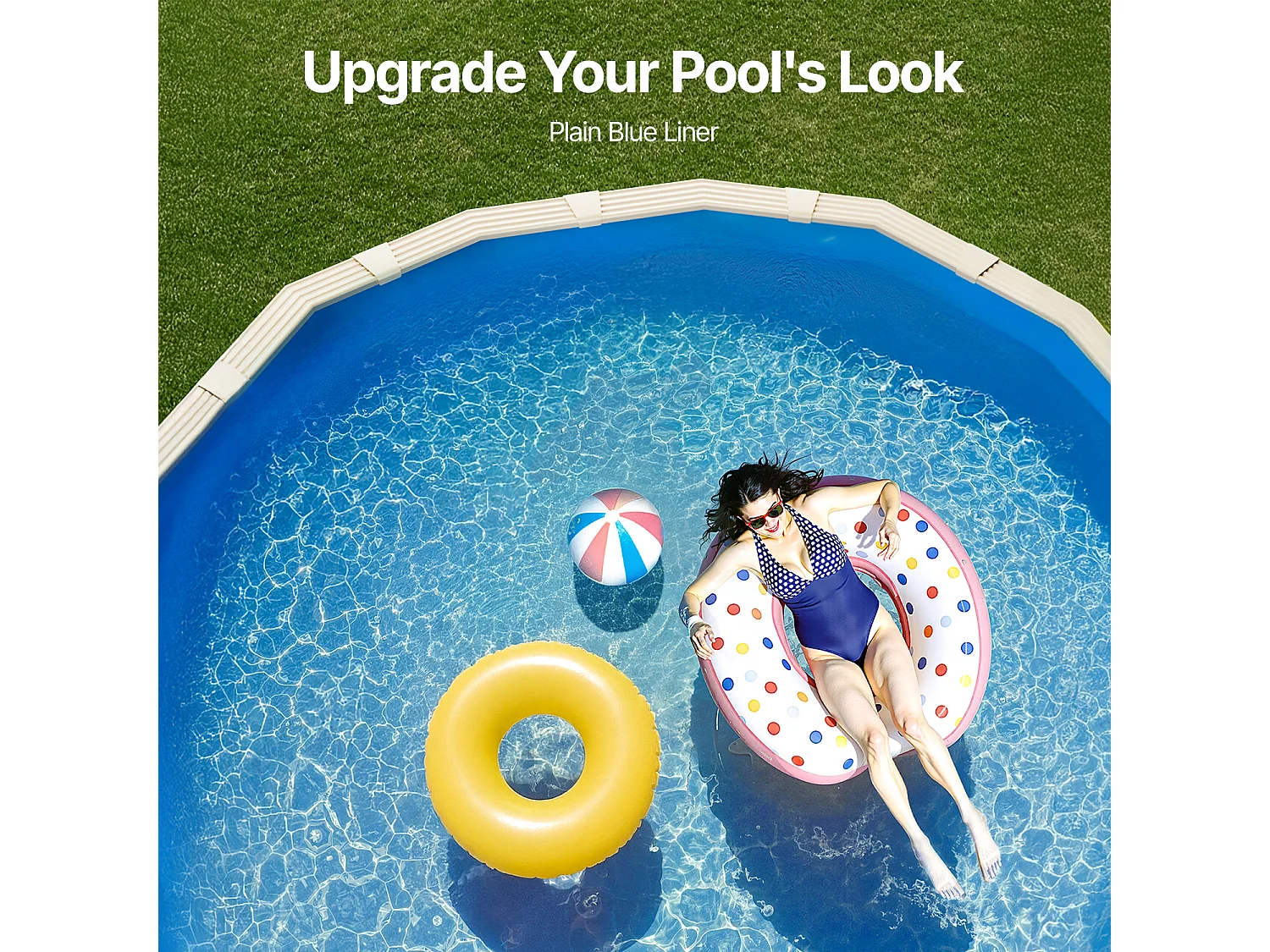 Revêtement de Piscine SucceBuy Ovale, 500x300x120 cm, Revêtement en Vinyle Unibead