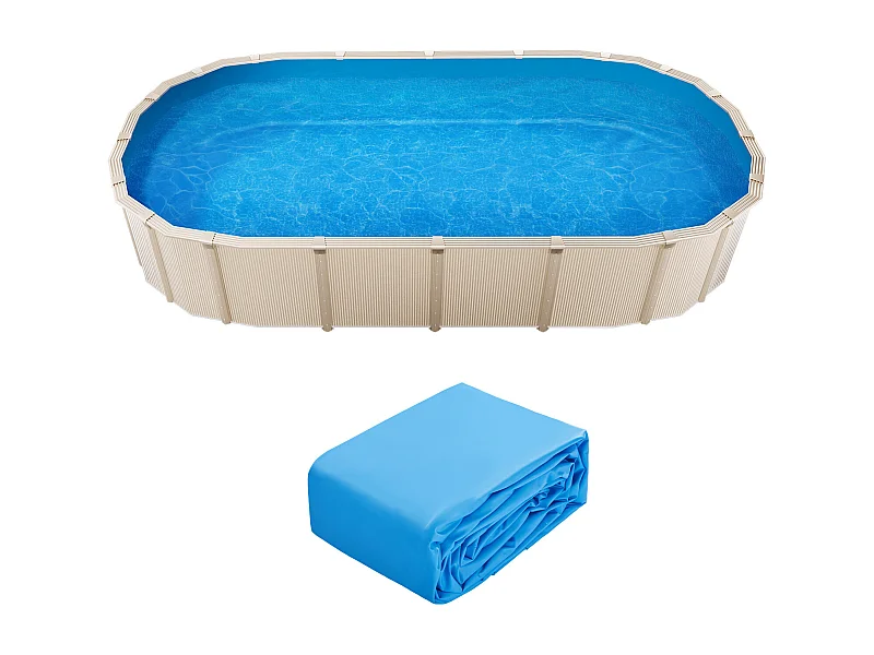 Revêtement de Piscine SucceBuy Ovale, 500x300x120 cm, Revêtement en Vinyle Unibead