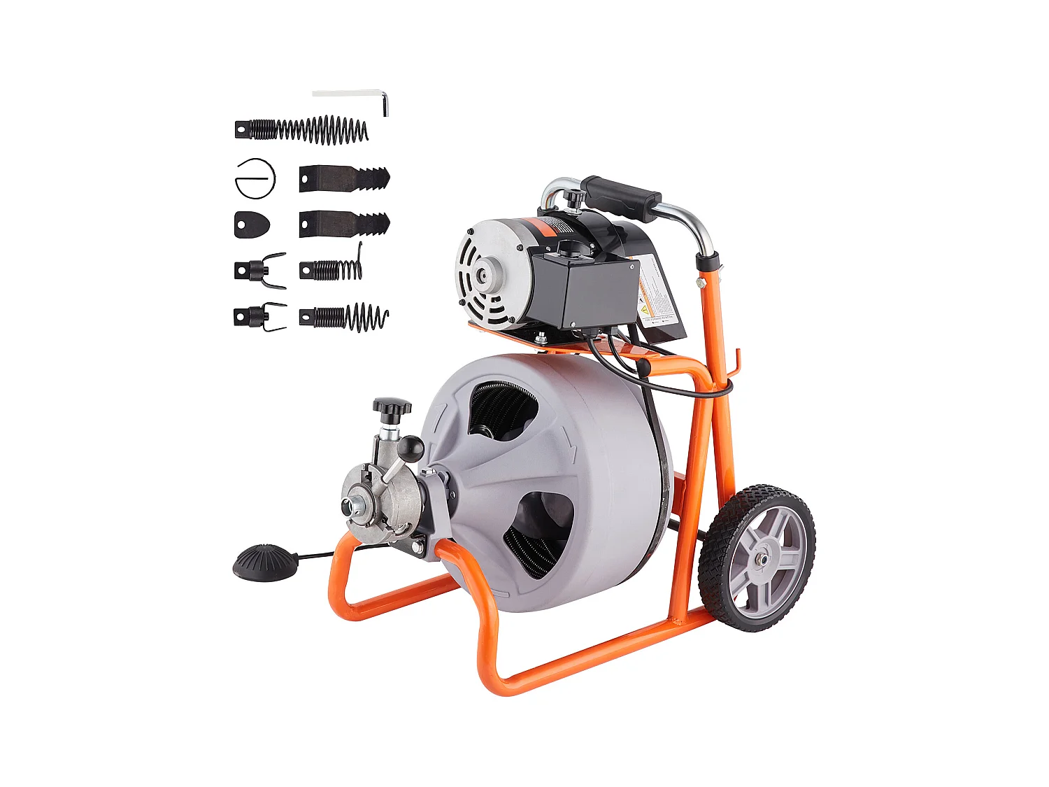 Machine de Nettoyage de Drain, SucceBuy Machine de Nettoyage de Drain 30 m × 0.95 cm à Alimentation Automatique avec Roues et 8 Couteaux