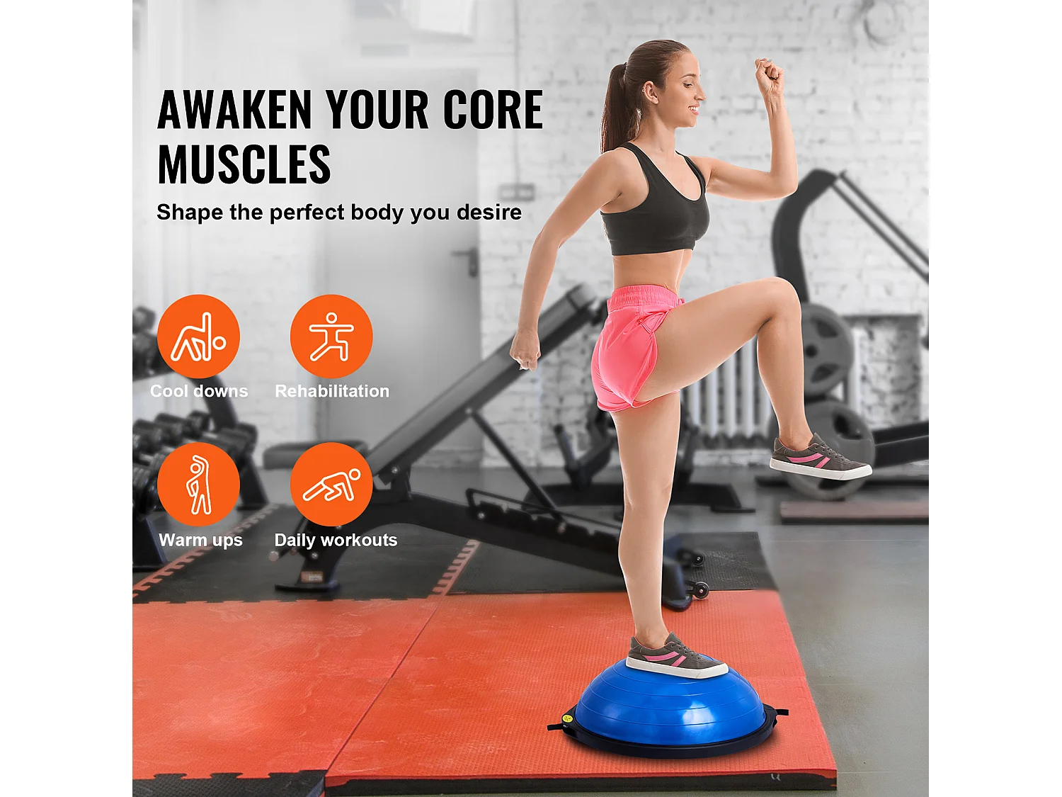 Meio Balão SucceBuy de Exercício 66.04cm para Treinamento, Balão de Estabilidade para o Yoga e o Equilíbrio, Bandas de Resistência