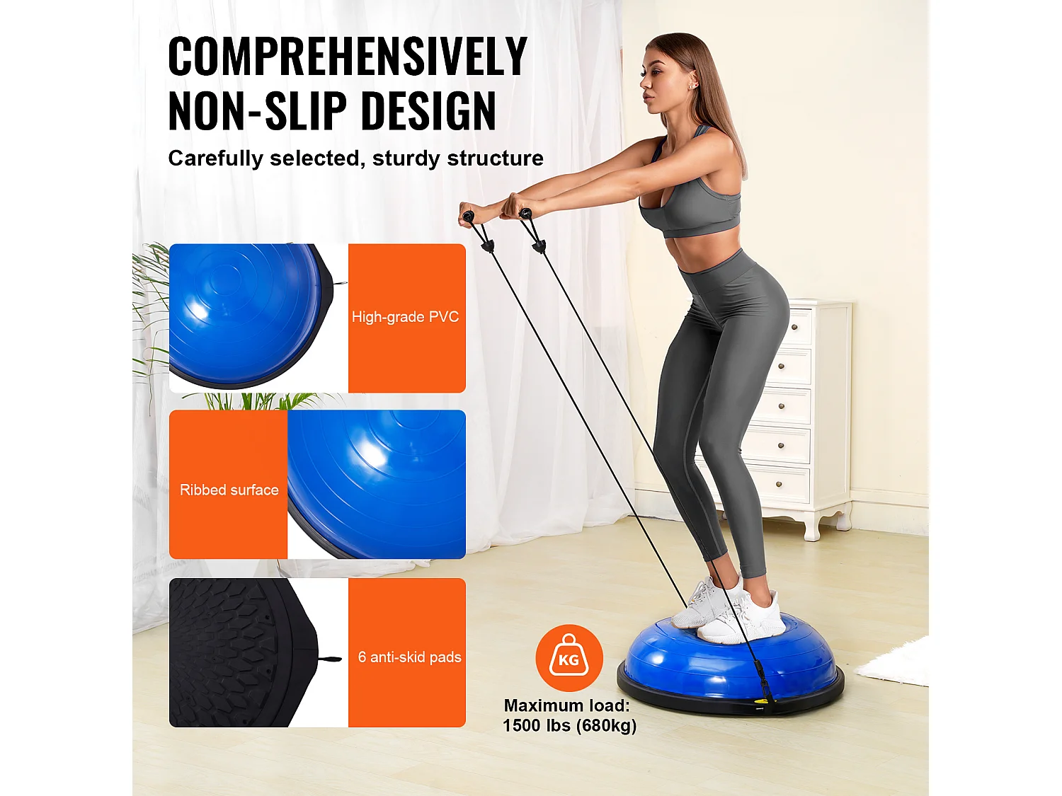 Meio Balão SucceBuy de Exercício 66.04cm para Treinamento, Balão de Estabilidade para o Yoga e o Equilíbrio, Bandas de Resistência